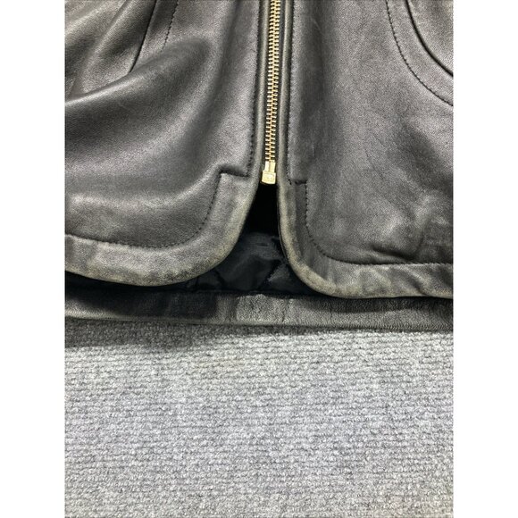 Valerie Steven’s Lamb Leather Jacket Women’s Size Medium Black Full Zip Hooded - Picture 8 of 14